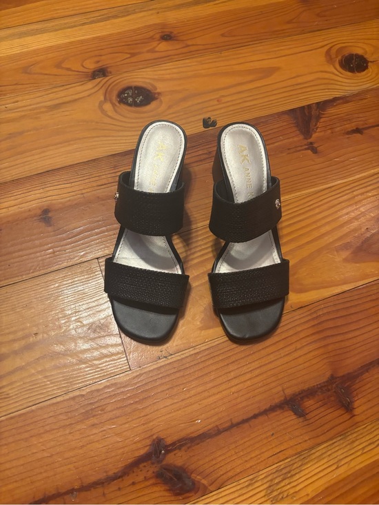 Anne Klein Shoes - Anne Klein Black Double-Strap Slide Sandals